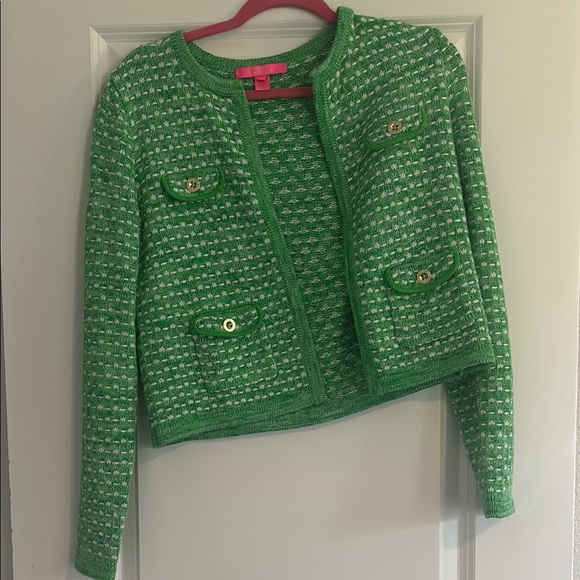 Lilly Pulitzer Green Cardigan Sweater with Textured Knit - Picture 1 of 2